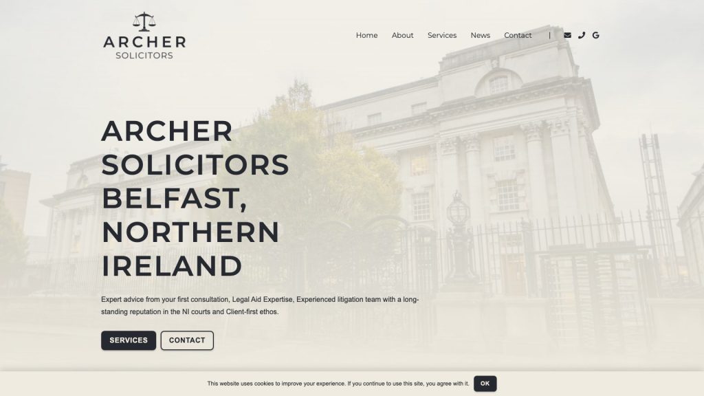 Archer Solicitors website designed by Web Design Belfast