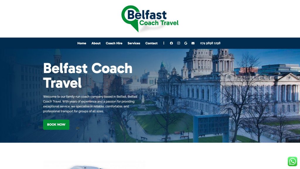 Belfast Coach Travel website designed by Web Design Belfast