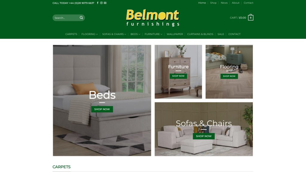 belmont furnishings website design belfast