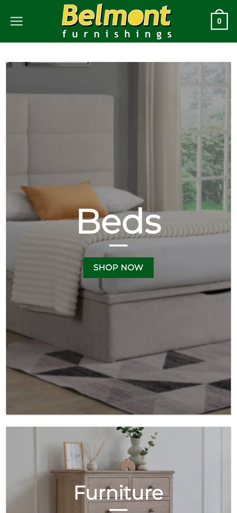 Belmont Furnishings website on mobile, designed by Web Design Belfast