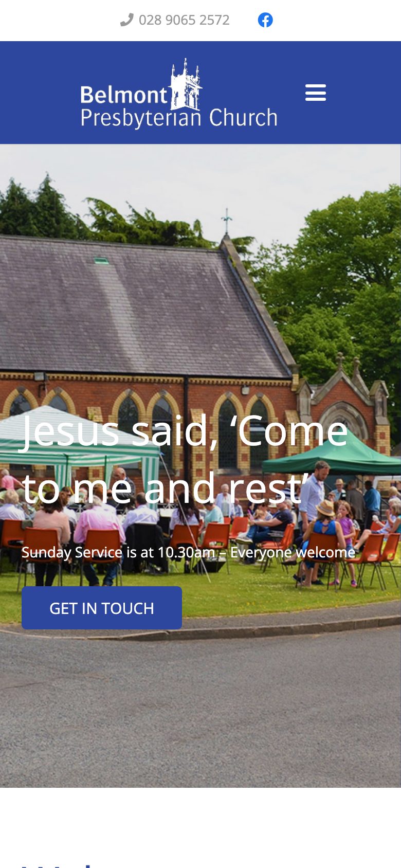 Belmont Presbyterian Church website on mobile, designed by Web Design Belfast