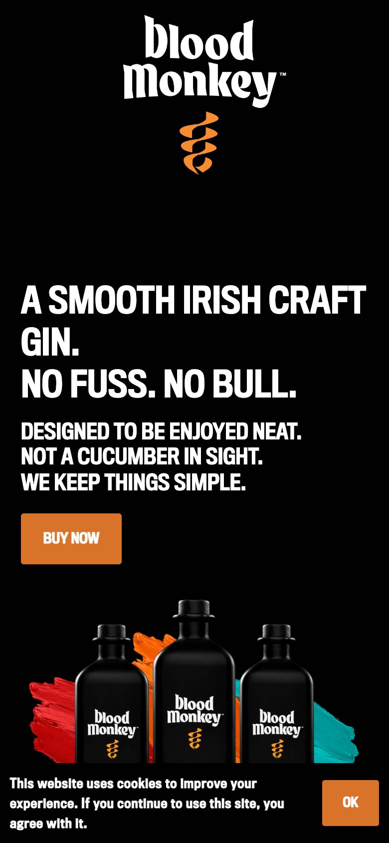 Blood Monkey Gin website on mobile, designed by Web Design Belfast