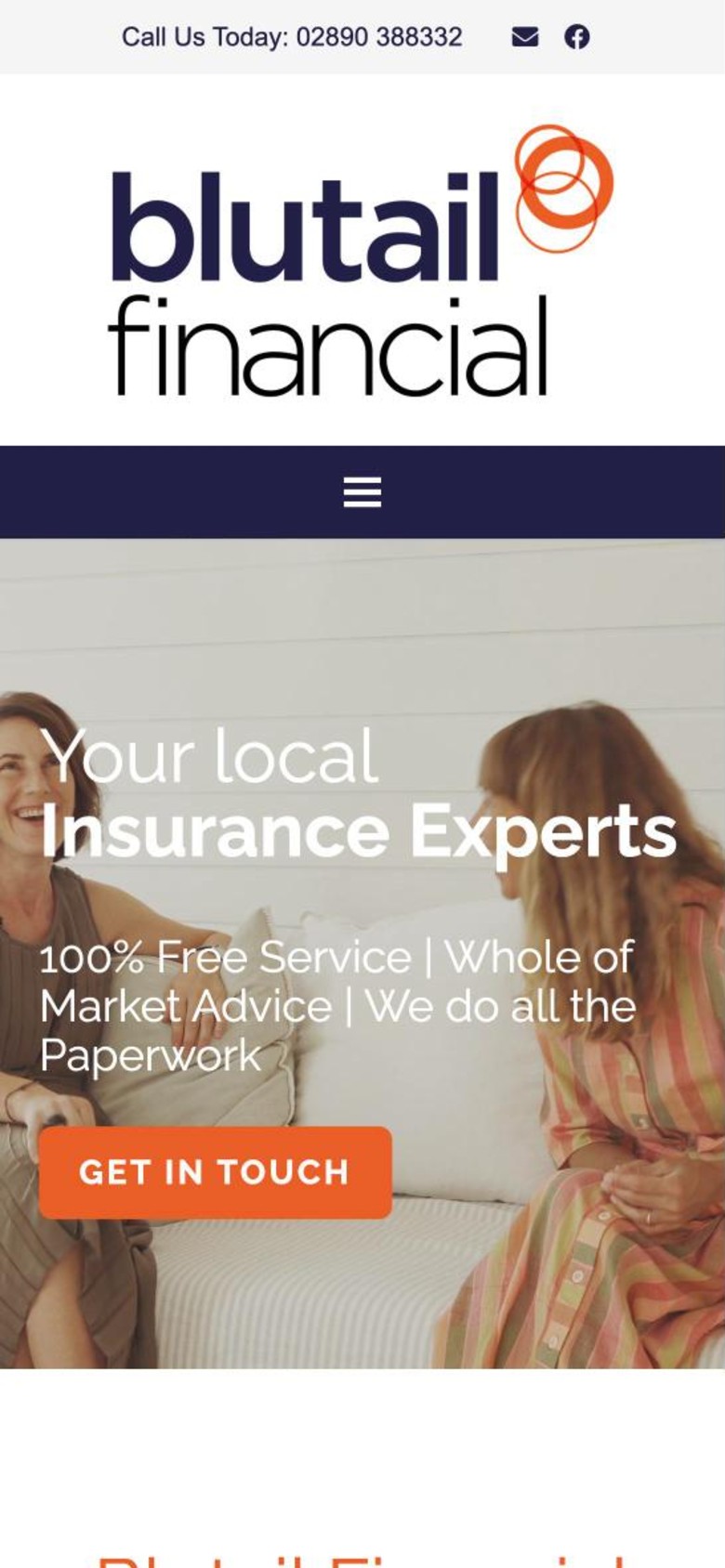 Blutail Financial website on mobile, designed by Web Design Belfast