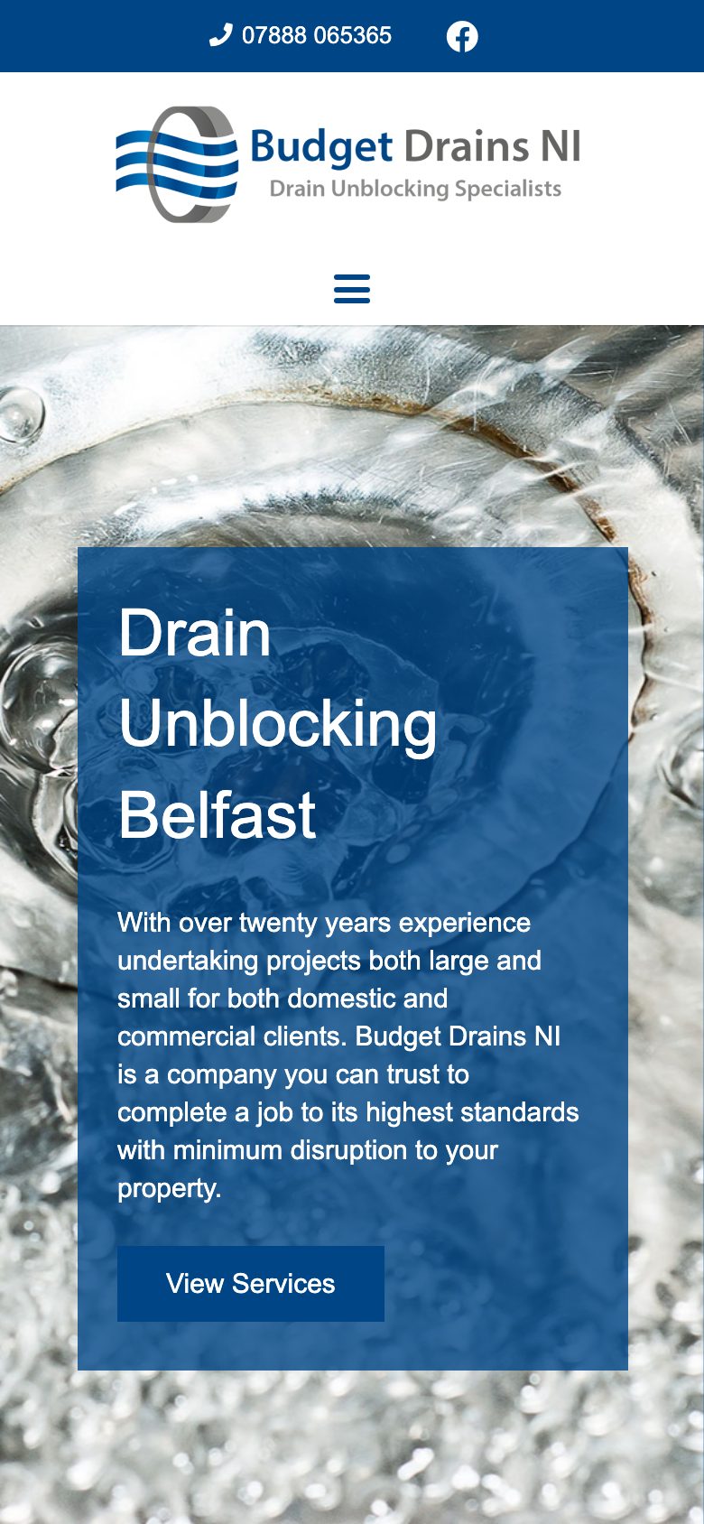 Budget Drains NI website on mobile, designed by Web Design Belfast