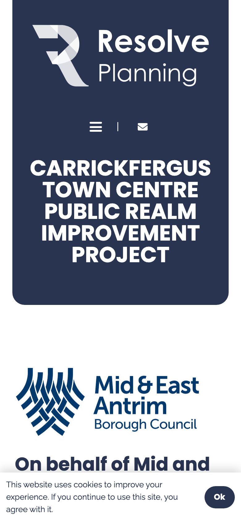 Carrickfergus Planning Consultation website on mobile, designed by Web Design Belfast