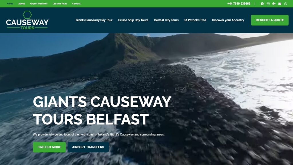 Causeway Tours website designed by Web Design Belfast