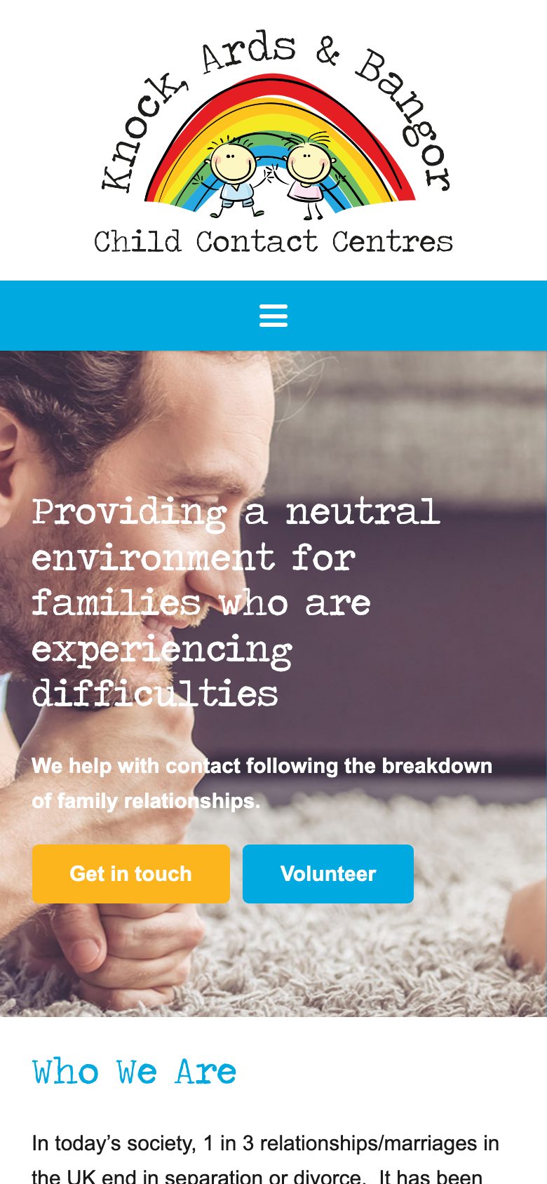 Child Contact Centre (KAB) website on mobile, designed by Web Design Belfast