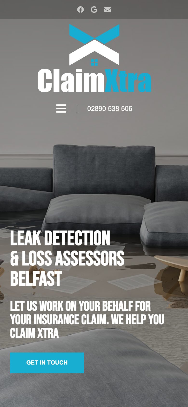 ClaimXtra website on mobile, designed by Web Design Belfast