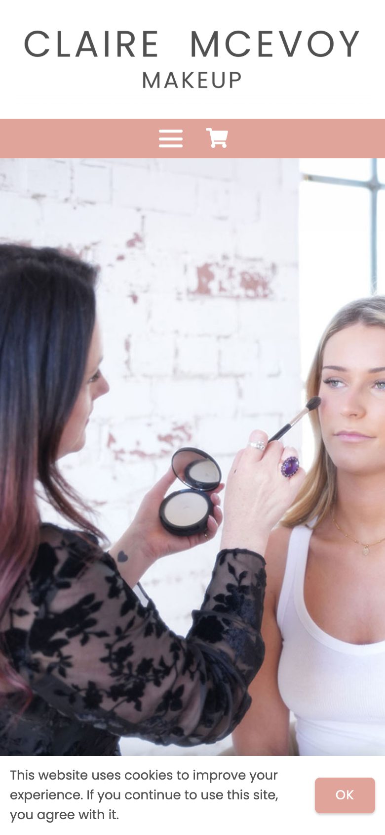 Claire McEvoy Makeup website on mobile, designed by Web Design Belfast