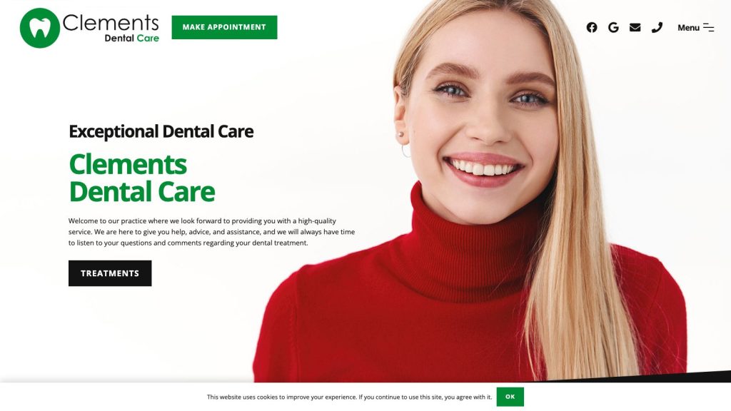 Clements Dental Care website designed by Web Design Belfast