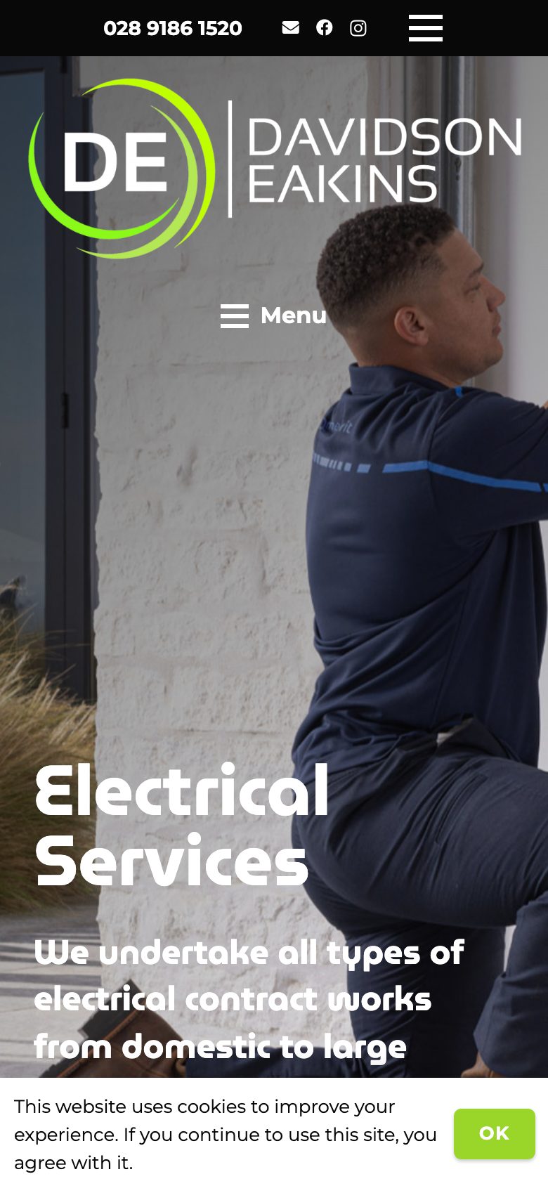 Davidson Eakins website on mobile, designed by Web Design Belfast