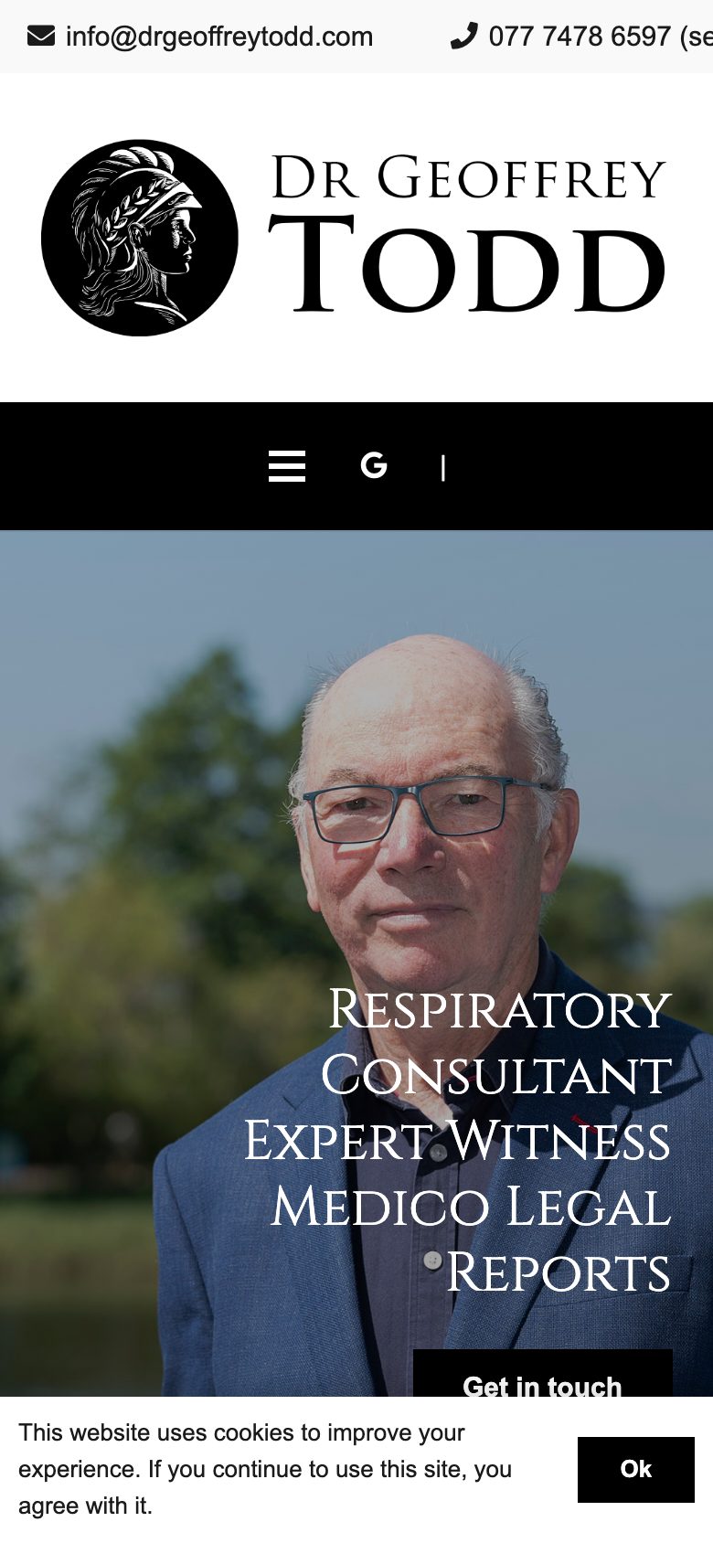 Dr Geoffrey Todd website on mobile, designed by Web Design Belfast