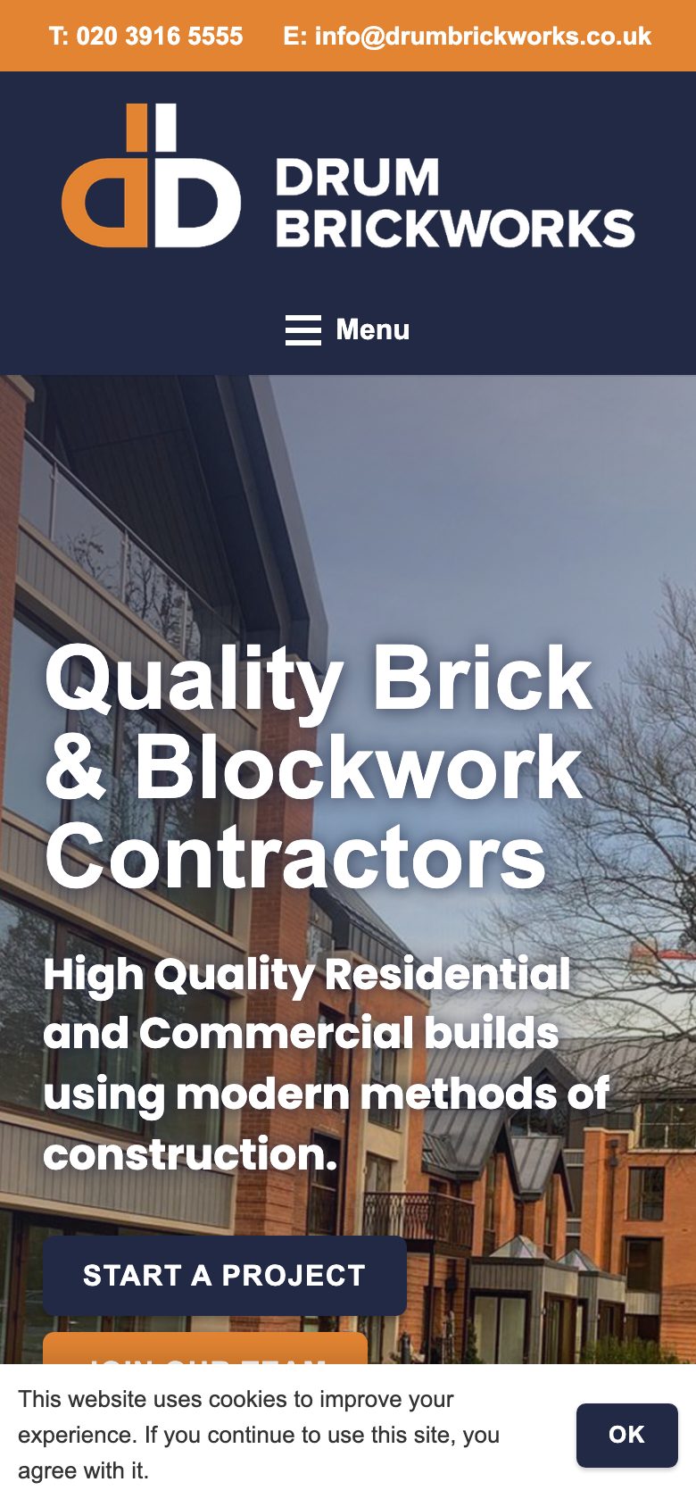 Drum Brickworks website on mobile, designed by Web Design Belfast