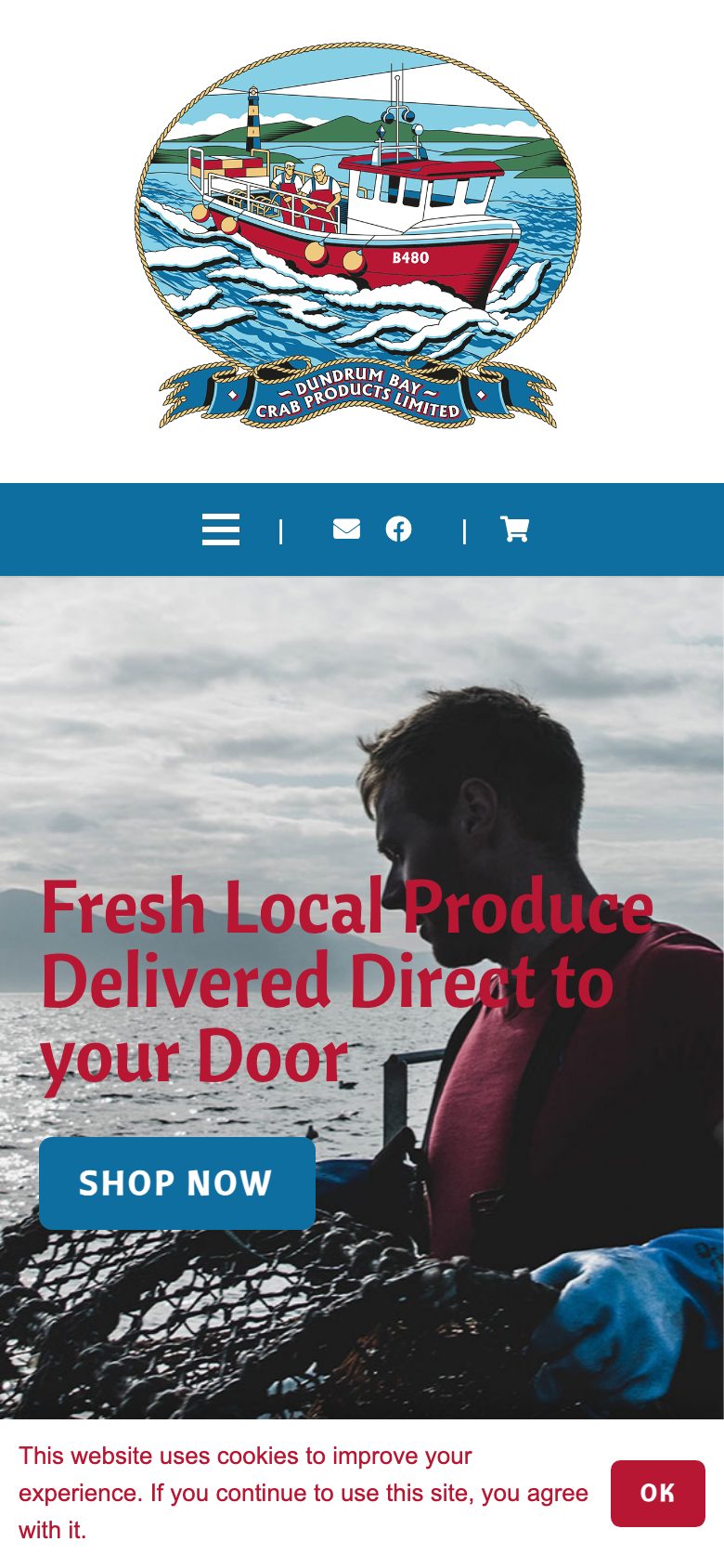 Dundrum Bay Crab website on mobile, designed by Web Design Belfast