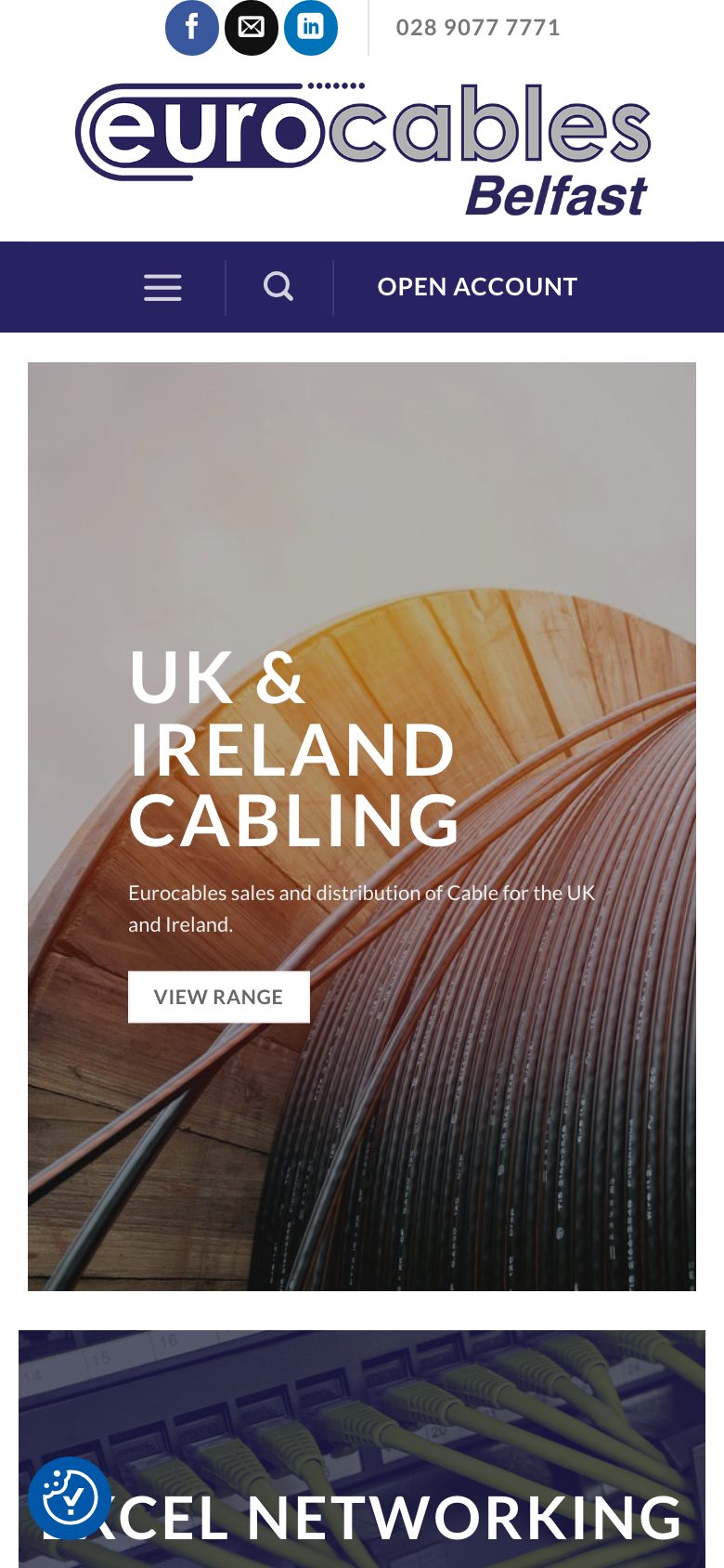 Eurocables Belfast website on mobile, designed by Web Design Belfast