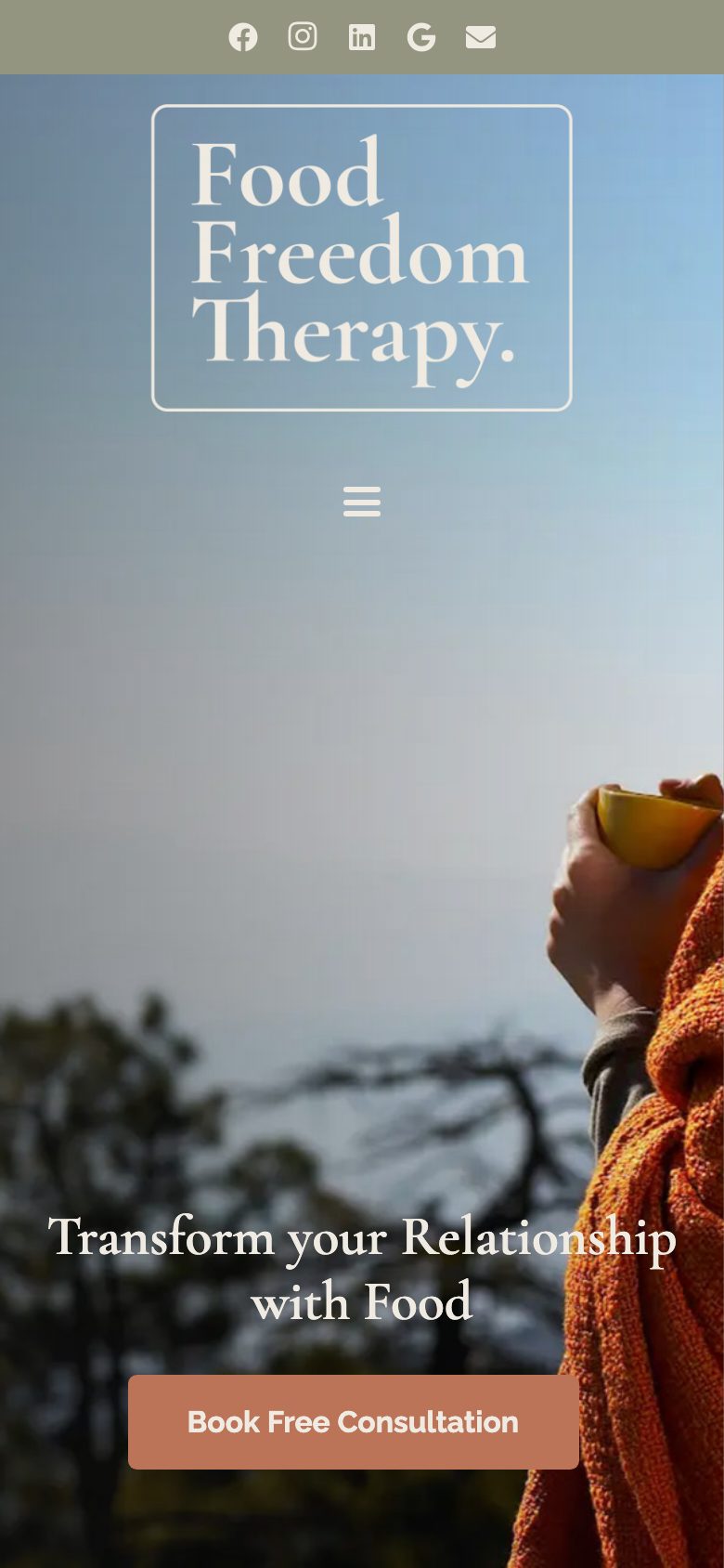 Food Freedom Therapy website on mobile, designed by Web Design Belfast