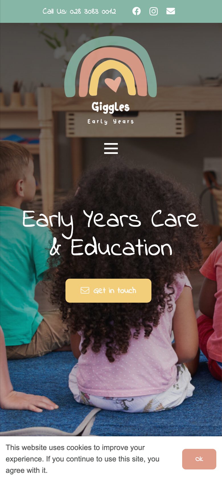 Giggles Early Years website on mobile, designed by Web Design Belfast