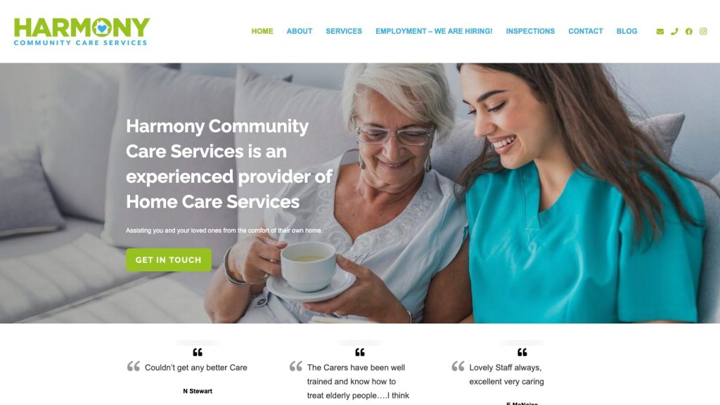 harmonycommunitycare website design belfast