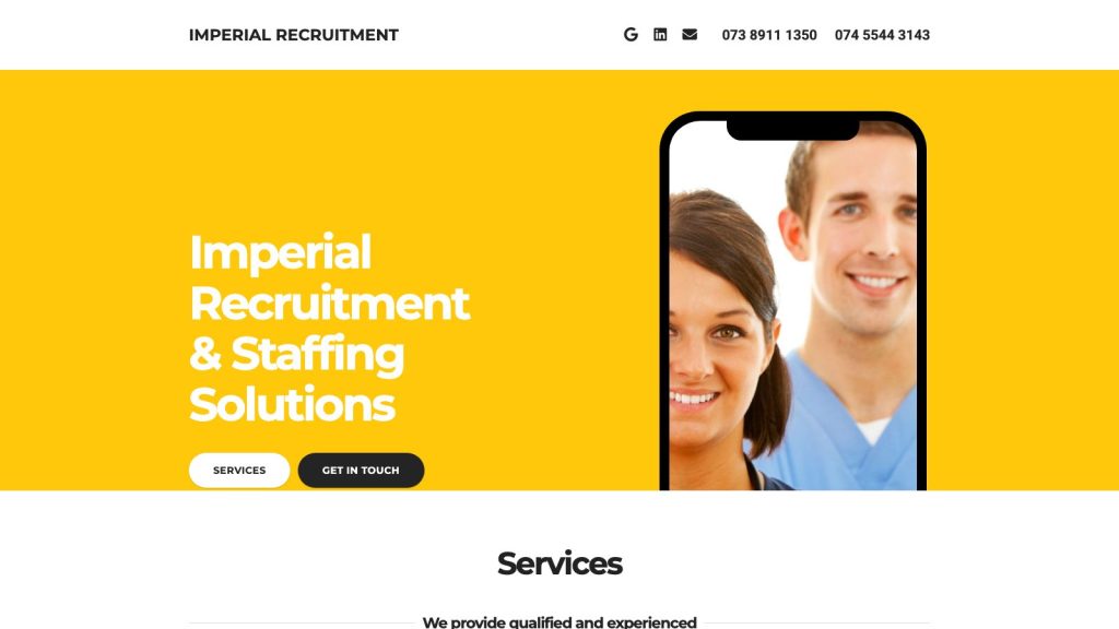 imperialrecruitmentni website design belfast