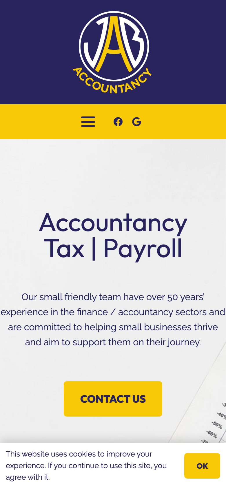 JAB Accountancy website on mobile, designed by Web Design Belfast