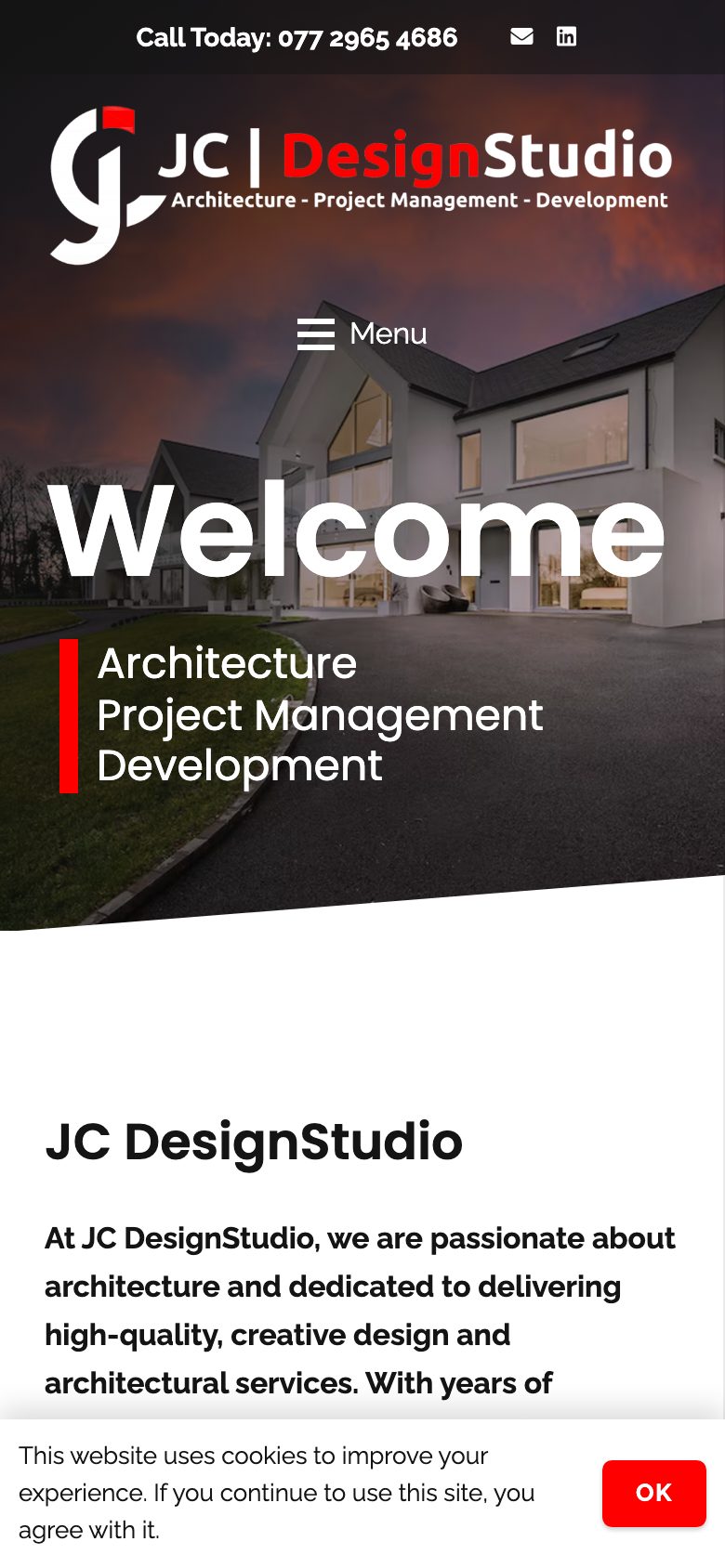 JC Design Studio website on mobile, designed by Web Design Belfast