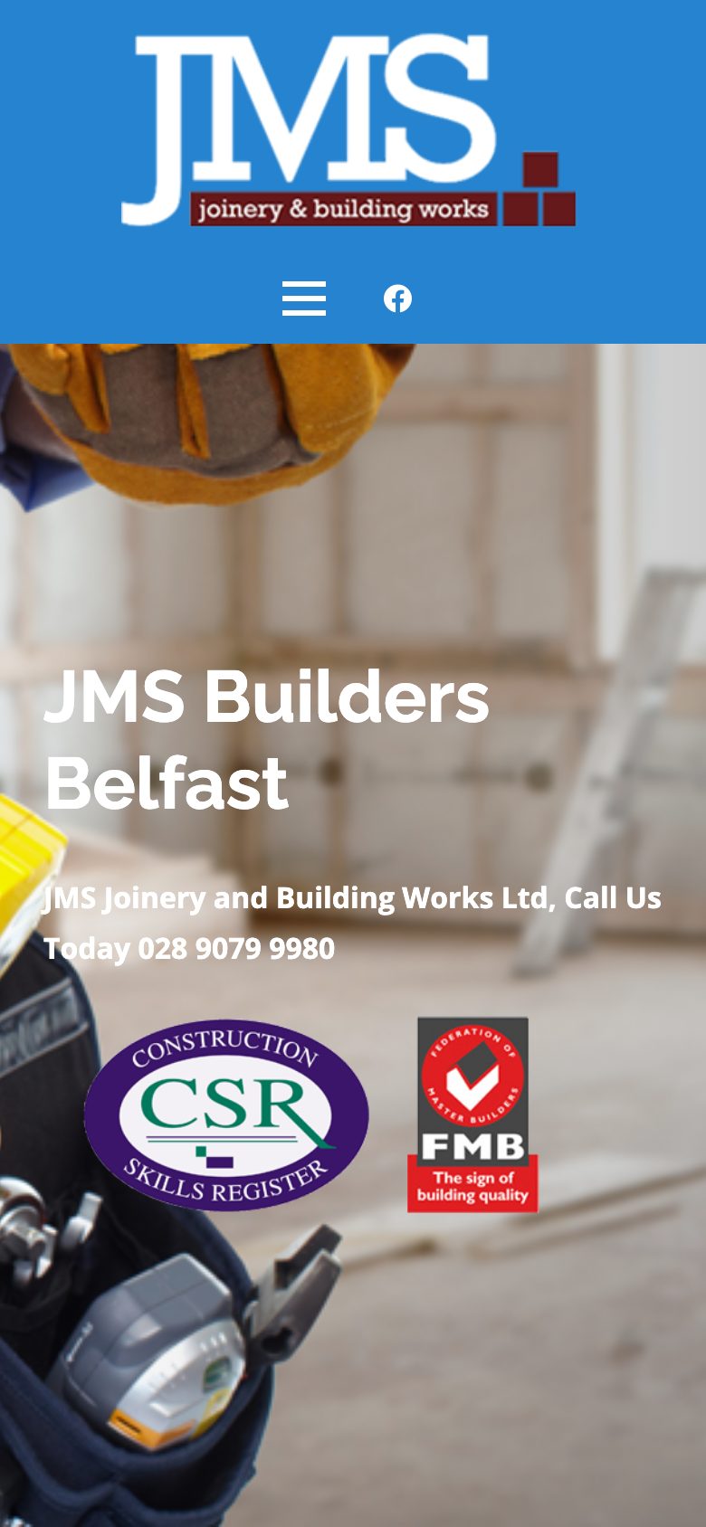 JMS Builders website on mobile, designed by Web Design Belfast
