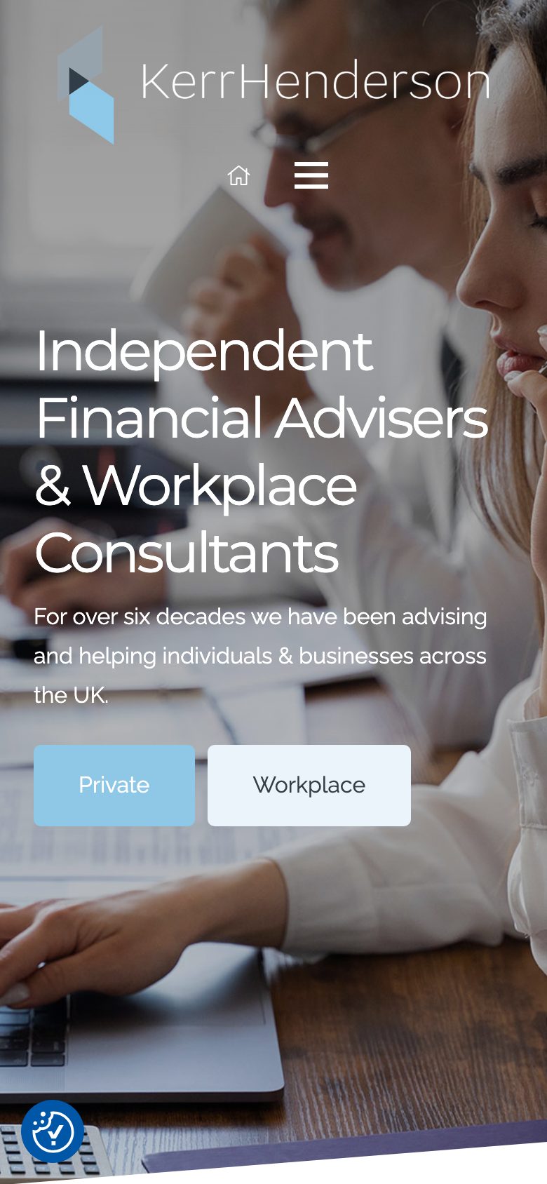 Kerr Henderson website on mobile, designed by Web Design Belfast