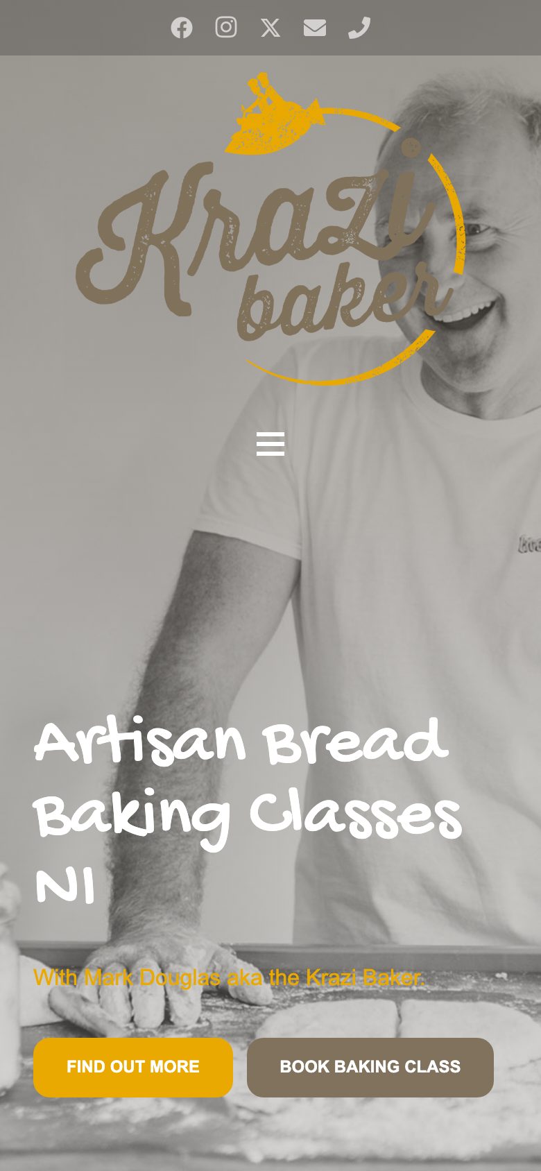 Krazi Baker website on mobile, designed by Web Design Belfast