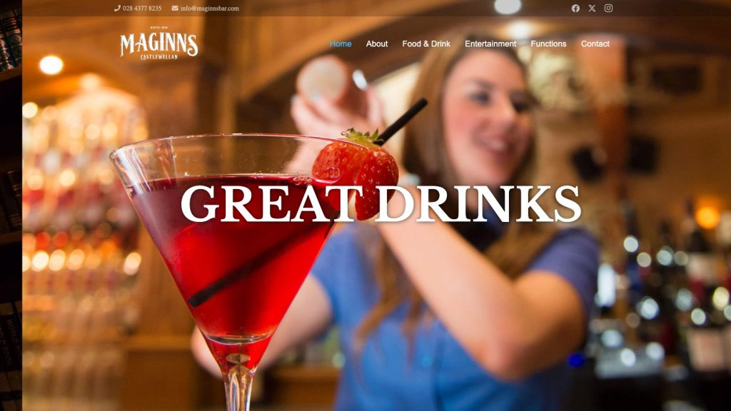Maginns Bar website designed by Web Design Belfast