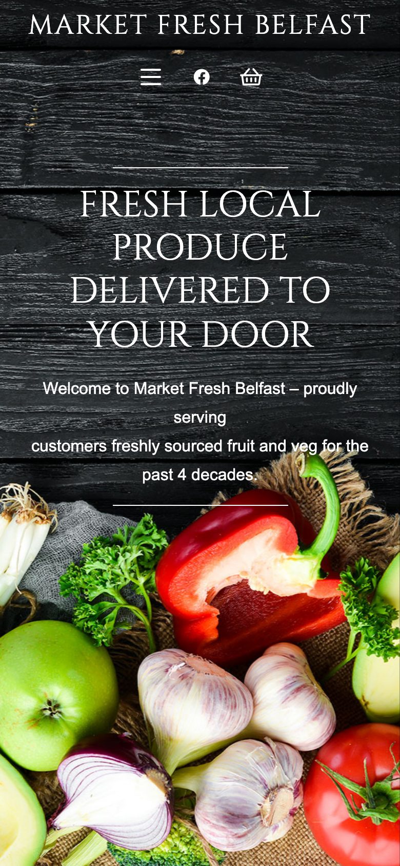 Market Fresh Belfast website on mobile, designed by Web Design Belfast