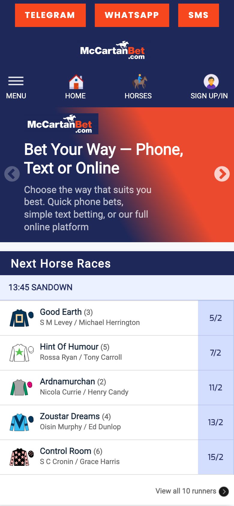 McCartan Bet website on mobile, designed by Web Design Belfast