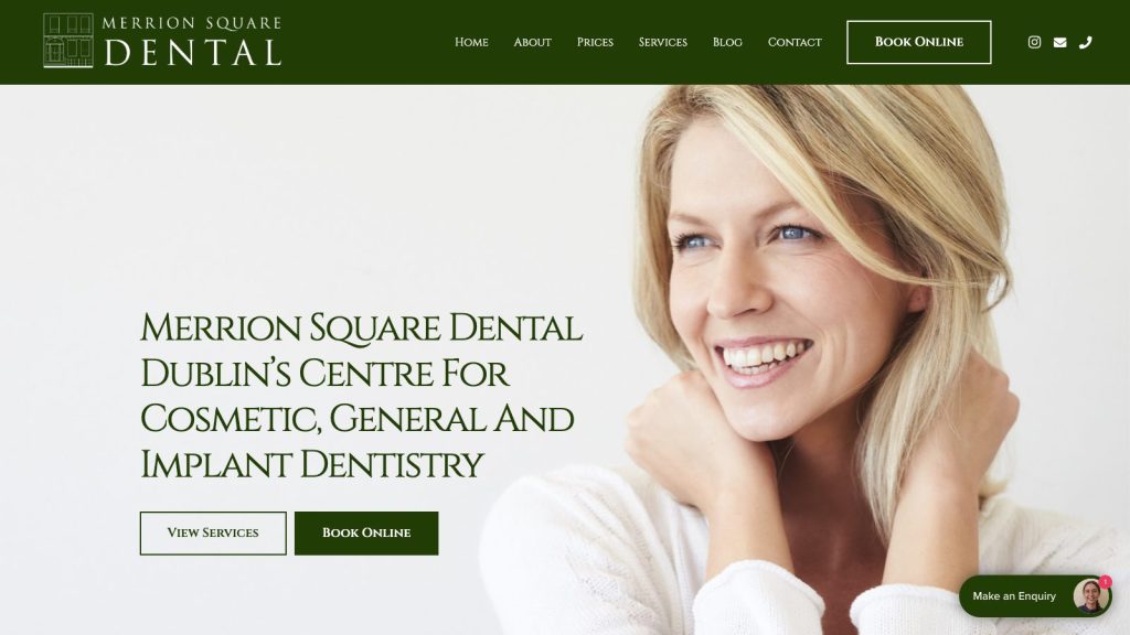 Merrion Square Dental website designed by Web Design Belfast