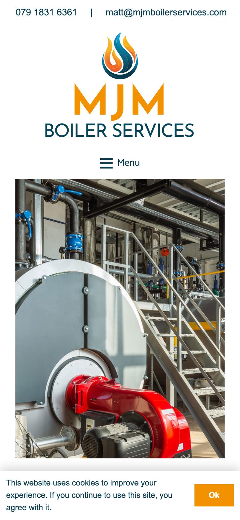 MJM Boiler Services website on mobile, designed by Web Design Belfast