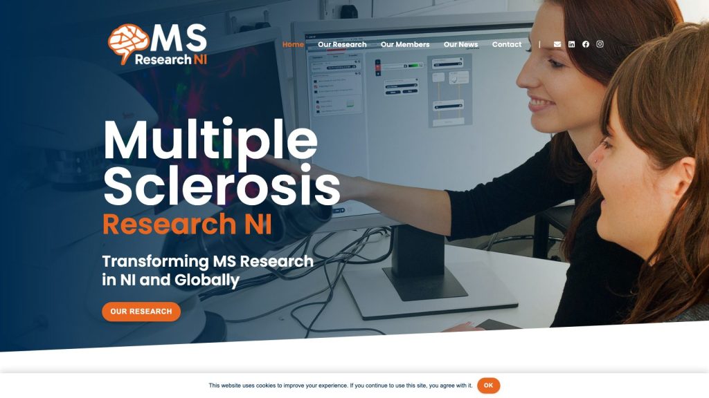 Multiple Sclerosis Research NI (QUB) website designed by Web Design Belfast