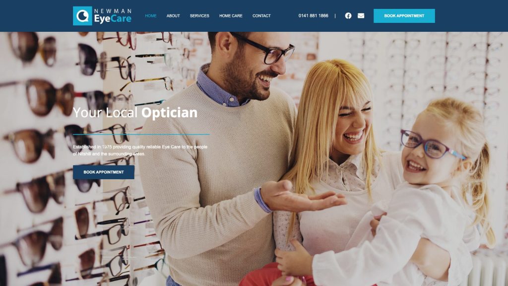 Newman Eye Care website designed by Web Design Belfast