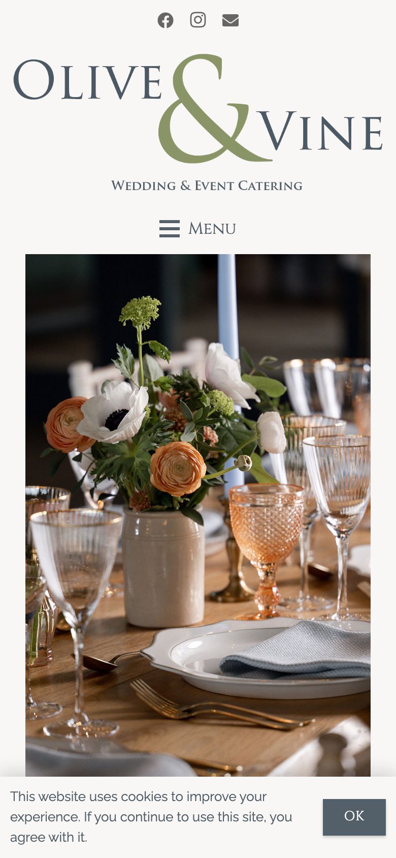 Olive & Vine Catering website on mobile, designed by Web Design Belfast