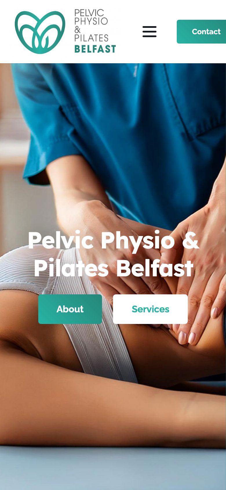 Pelvic Physio Pilates Belfast website on mobile, designed by Web Design Belfast