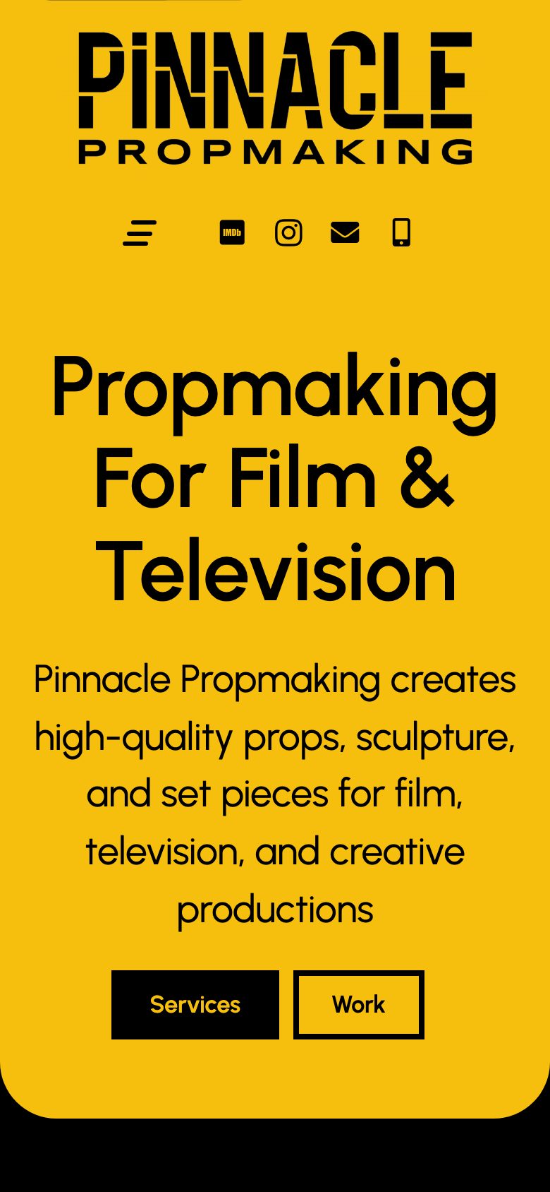 Pinnacle Prop Making website on mobile, designed by Web Design Belfast