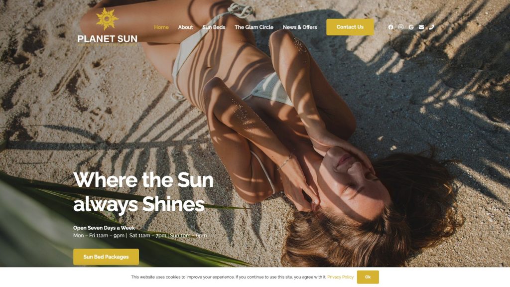 Planet Sun website designed by Web Design Belfast