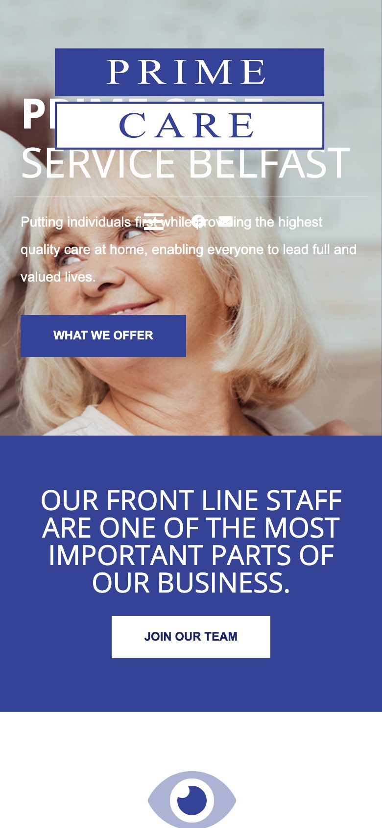 Prime Care NI website on mobile, designed by Web Design Belfast