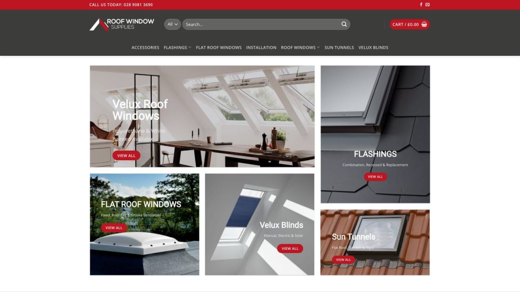 Roof Window Supplies website designed by Web Design Belfast