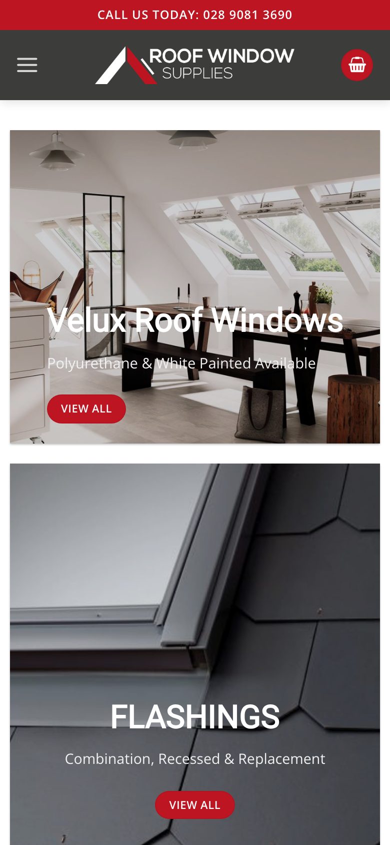 Roof Window Supplies website on mobile, designed by Web Design Belfast