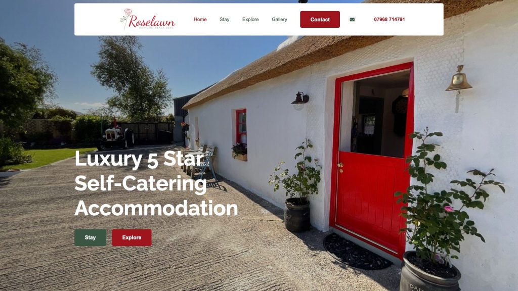 roselawncottageexperience website design belfast
