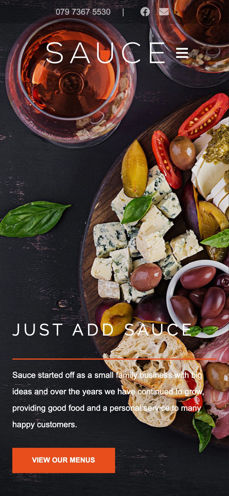 Sauce website on mobile, designed by Web Design Belfast