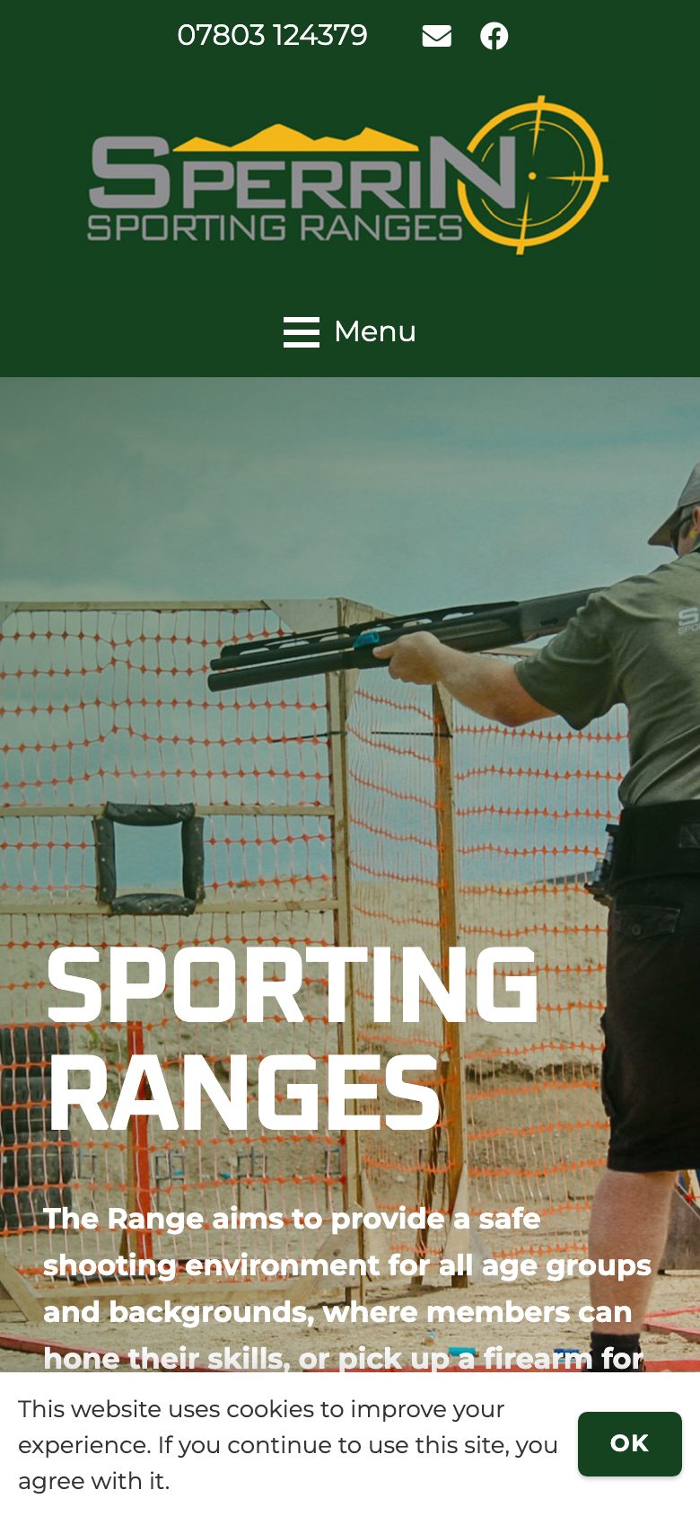Sperrin Sporting Ranges website on mobile, designed by Web Design Belfast