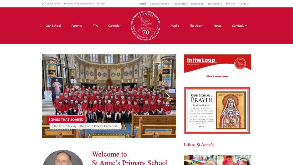 St Anne's Primary School website designed by Web Design Belfast