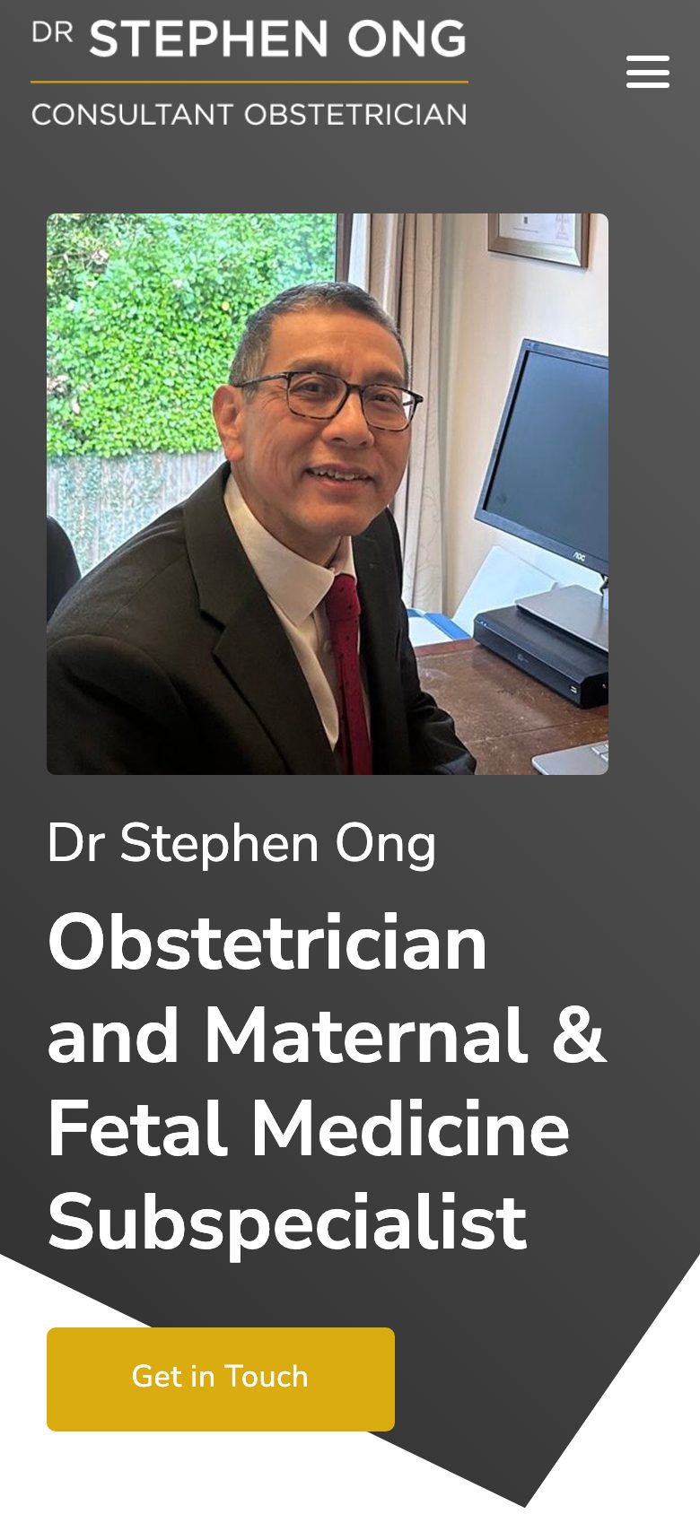 Stephen Ong website on mobile, designed by Web Design Belfast