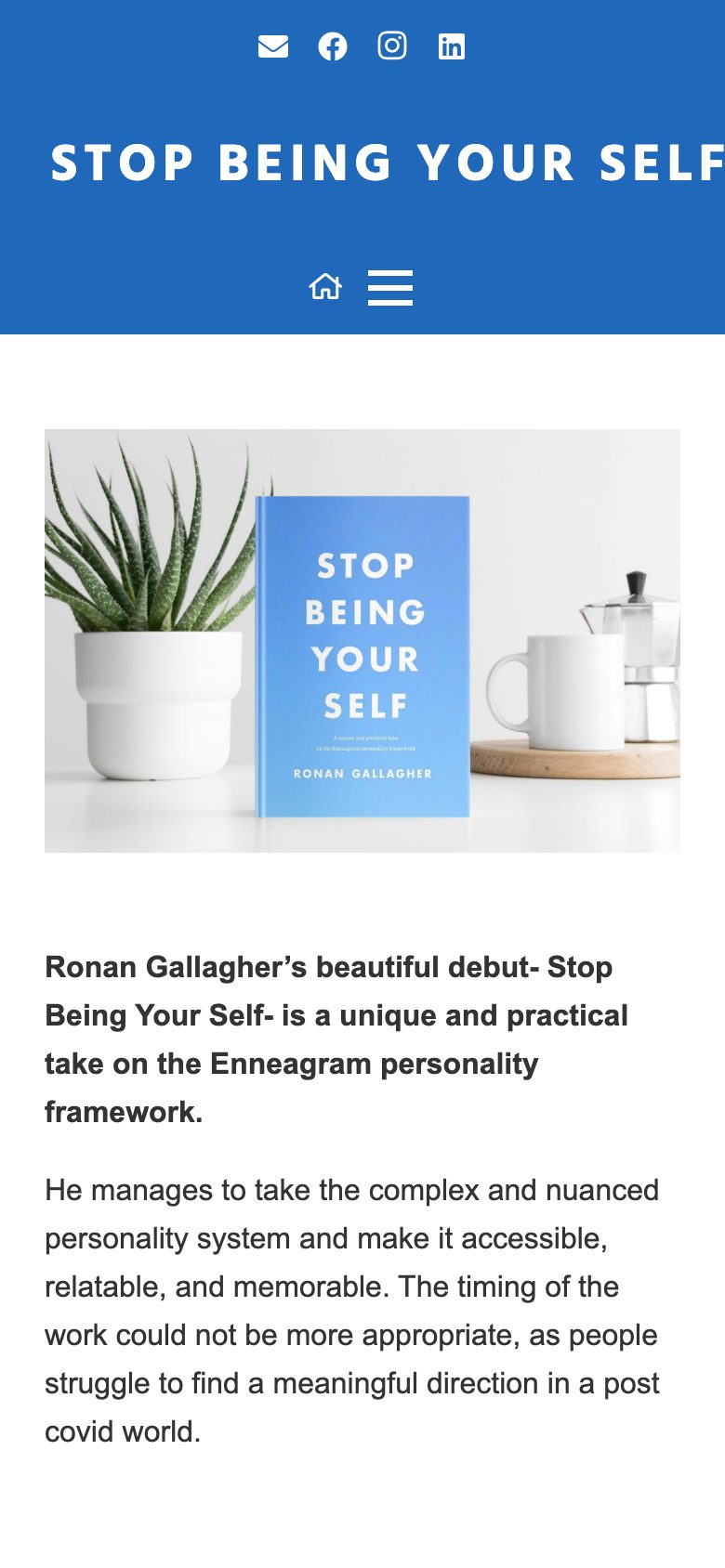Stop Being Yourself website on mobile, designed by Web Design Belfast