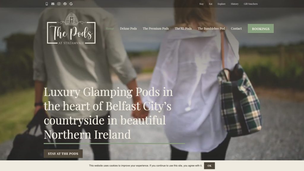 The Pods at Streamvale website designed by Web Design Belfast
