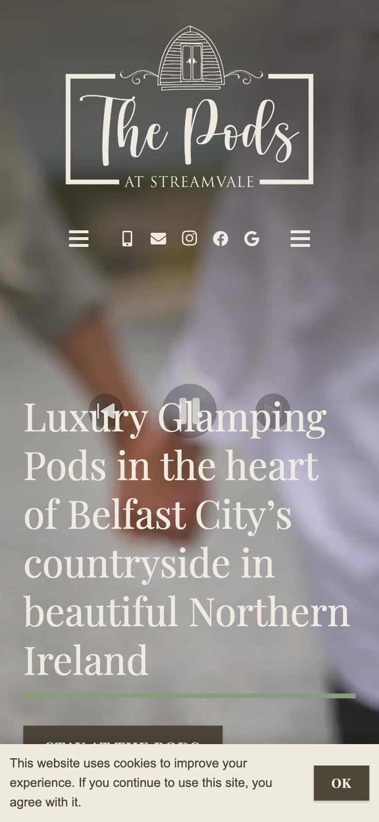 The Pods at Streamvale website on mobile, designed by Web Design Belfast